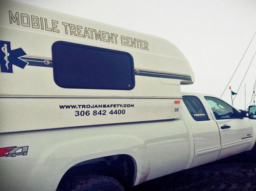 A mobile treatment centre vehicle.